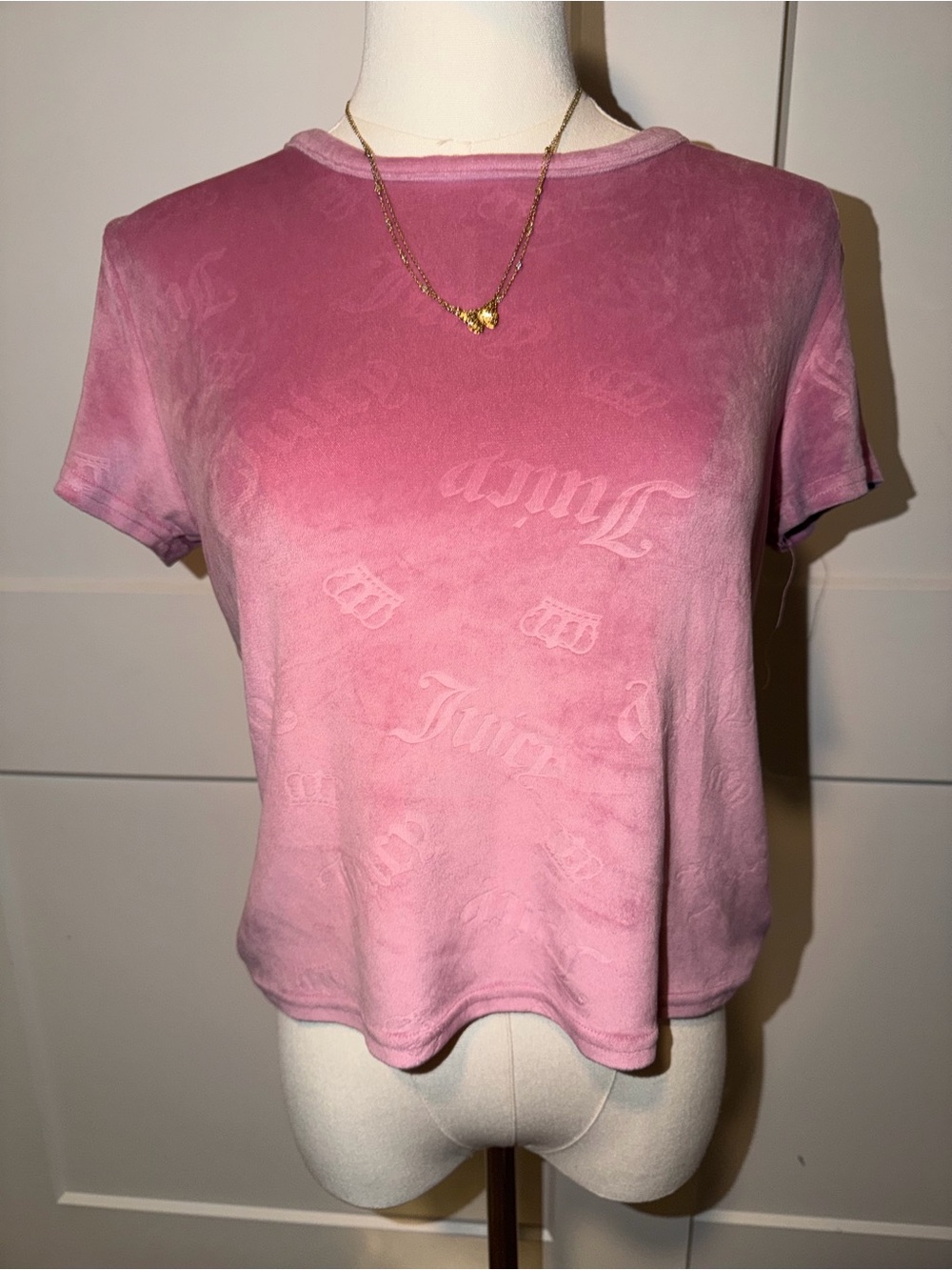 Juicy Couture Pink Ombre Velvet Crop Tee